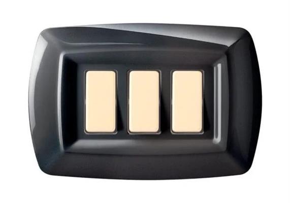 Placca Tondo' 3 moduli nero